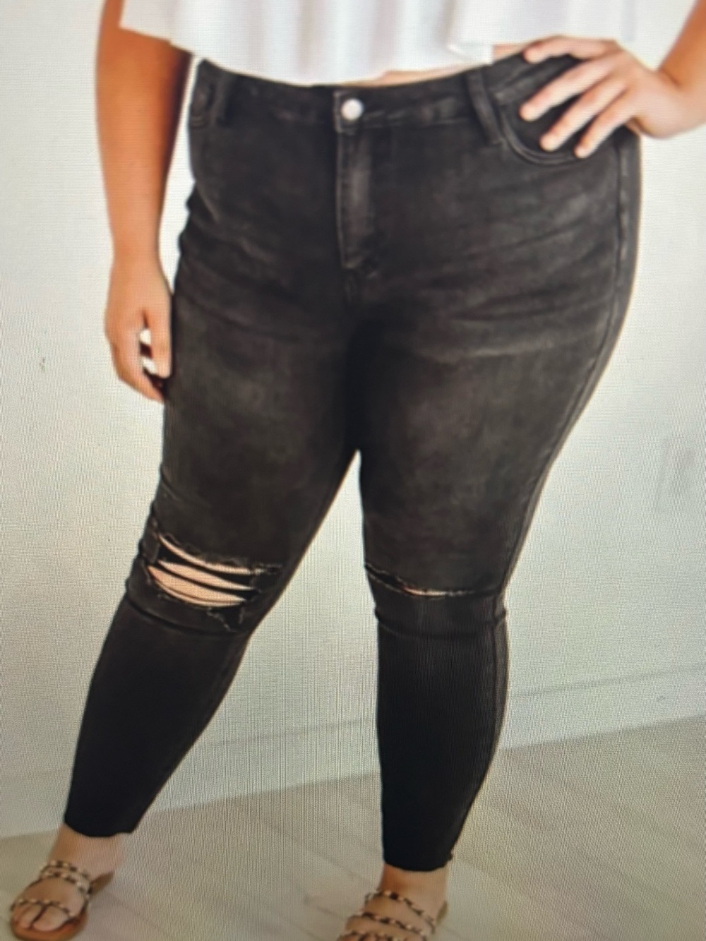 Glitzy Girlz Plus Sz Black Distressed Classic Skinny Jeans - Size 26